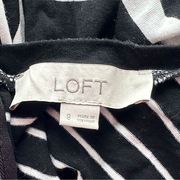Black and White Striped Dress, Size 8, LOFT - Picture 6 of 8